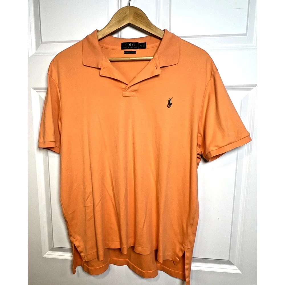 MENS POLO RALPH LAUREN Shirt XL Orange Polo Pima Soft Touch Colored Pony Preppy